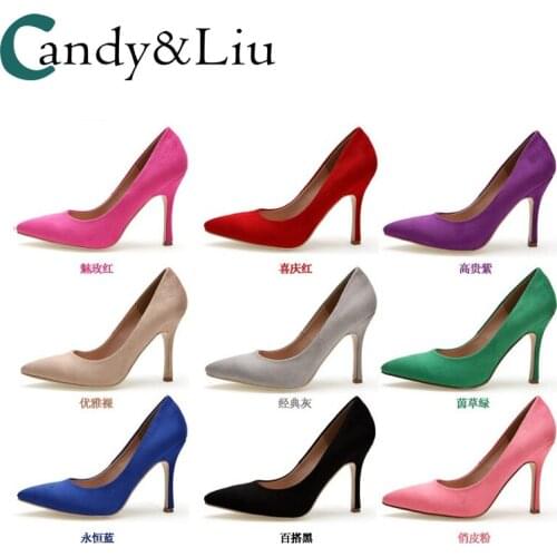 Women Shoes Party Dress Easy New High Heels Shallow Pointed Suede Fashion Colorful Custom Personalized Shoes Woman Pumps