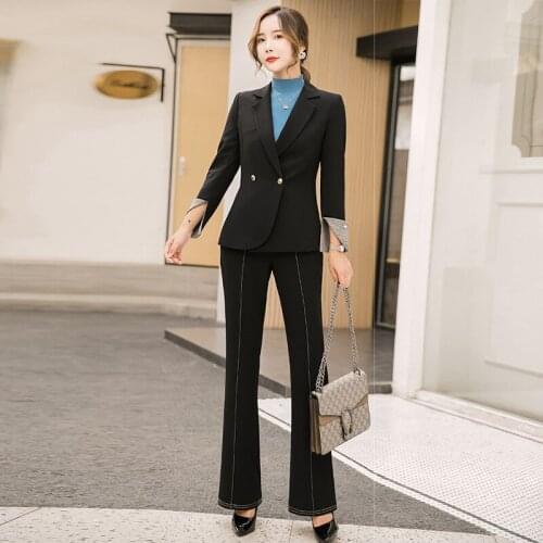 Womens suit temperament suit new style fashionable ladies suit trousers suit professional wear office ladies overalls