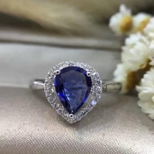 1.282ct+0.136ct 18K Gold Natural Sapphire Women Ring with Diamond Setting 2016 New Fine Jewelry Wedding Band Engagement