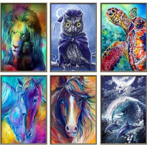 Animals Oil Painting By Numbers For Adults Paints By Number Canvas Painting Kits 50x40cm DIY Gift Home Decor