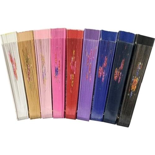 24PCS Painted Flower Designs Spanish Style Craft Wood Hand Fan Decorative Gift Wedding Favors With 6 Colors Mixed