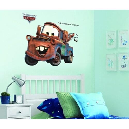 3D Broken Mater Truck Car For Boys Bedroom Self Adhesive Kids Room Wallpaper Cartoom Car Poster Mural Lightning Wall Stickers