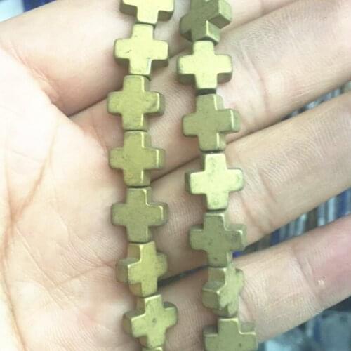 4 6 8 10 12mm natural hematite 3 colors stone cross shape frosted matte spacer accessories elegant jewelry findings 15inch B3256