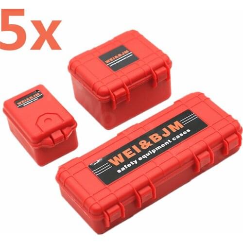 5Sets RC Cars Parts 1/10 Scale Safety Equipment Cases Hard Luggage Box Set Medical Box Tools For RC Crawler Truck Accessories