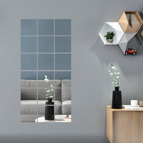 9/16/32 Pcs 0.1mm15*15CM Wall Sticker Decorative Mirror Mirror Tiles Wall Sticker Square Self Adhesive Stick On Art Home Decor