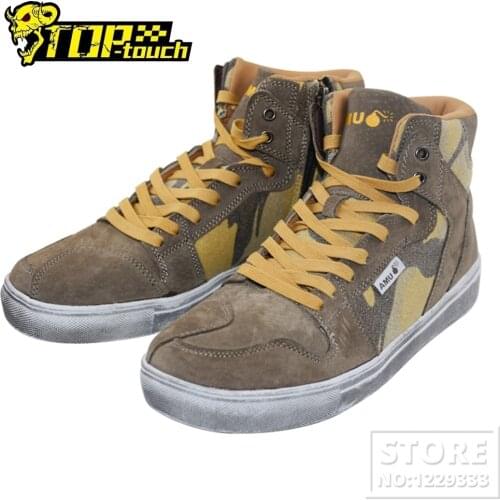 AMU Mens Motorcycle Boots Anti-Fall Motocross Shoes Non-Slip Racing Riding Shoes Spring Summer Breathable Leisure Casual Boot