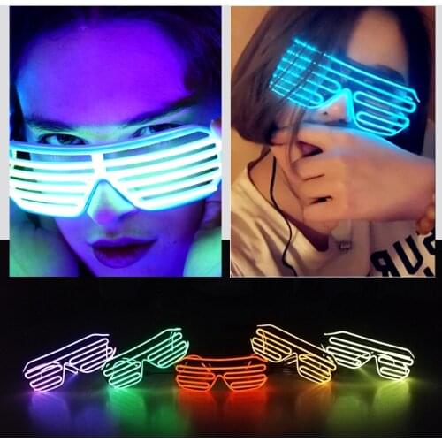 Free Shipping Shutter Light Up Glowing Glasses Bright Cosplay EL Wire Glasses Cool Flashing Eyewear With DC-3V Driver New