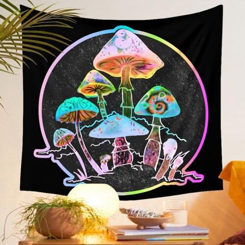 Cilected Home Color Mushroom Printed Tapestry Wall Hanging Decoration Bohemian Thin Polyester Fabric Painting Tapestry Blanket