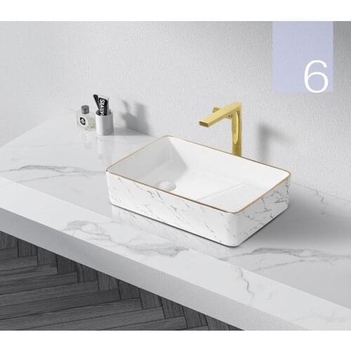 Side Drainer Above Counter Basin Balcony Vanity Sink Set Rectangular Bathroom Sink Cabinet White Wash Basin 211-6