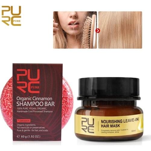 PURC Organic Natural plant extract Cinnamon Shampoo Bar Prevent hair loss and make hair shiny Leave-In Hair Mask