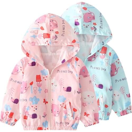 1-6year Summer Childrens Hooded Sun Protection Clothing Outwear Jacket Boys Girls Cartoon Long Sleeved Air Conditioning Shirt