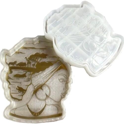 DIY Crystal Epoxy Mold Personality Creative African Women Facebook Plate Fruit Storage Tray Tray Coaster Mold