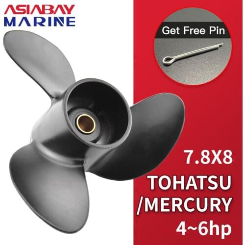 For Tohatsu Mercury Outboard Propeller 4hp 5hp 6hp 7.8*8 Boat Aluminum Alloy Screw 3 Blade 12 Spline Ship Marine Engine Part
