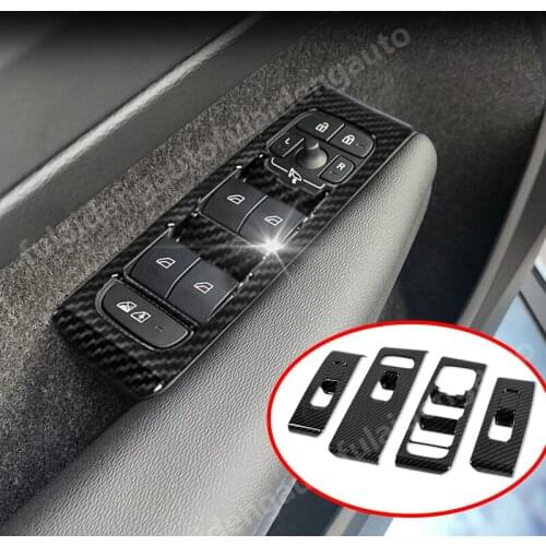 For Volvo XC40 2019-2021 Carbon Fiber ABS Interior Door Armrest Window Switch Buttons Cover Car Accessories