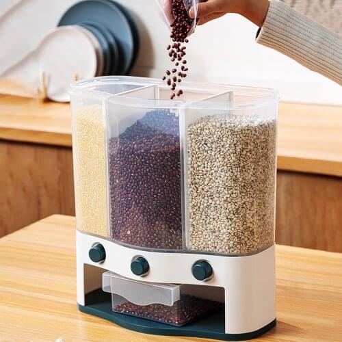 Cereal Dispenser Rice Dispenser Wall-Mounted Dry Food Dispenser Bucket Container Kitchen Food Storage Tool Grain Storage Cans