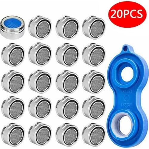 20Pcs Water Saving Aerator Copper Aireador Grifo 1Pc Faucet Aerator Wrench Jet Regulators Filter Spare Part for Kitchen Bathoom