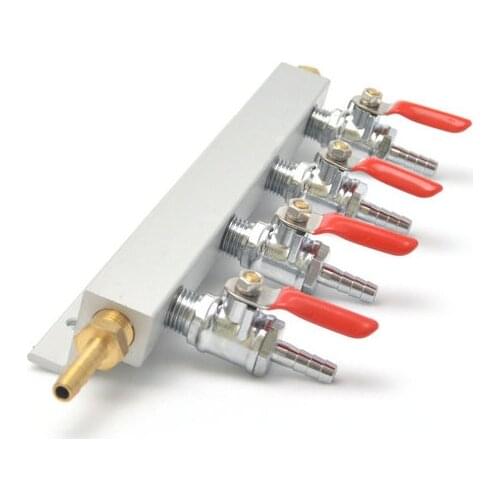 Homebrew Co2 gas manifold distributor , 1/4" inlet/outlet fittings W/ check valves