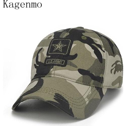 Kagenmo Cool Men Outdoor Baseball Cap Fashion Camouflage Male Cap Spring Cotton Army Sun Hat Bone Brim Visor