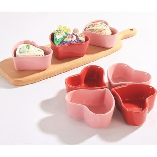 Ceramic Creative Heart Shape Baking Bowl Cake Mold Oven Heat Resistance Dessert Bowl Cute Pudding Steamed Egg Bowl Tableware