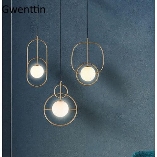 Creative Glass Ball Hanging Lamp Kitchen Island Pendant Lights Fixtrues Gold Loft Home Decor for Living Room Bedroom Luminarias