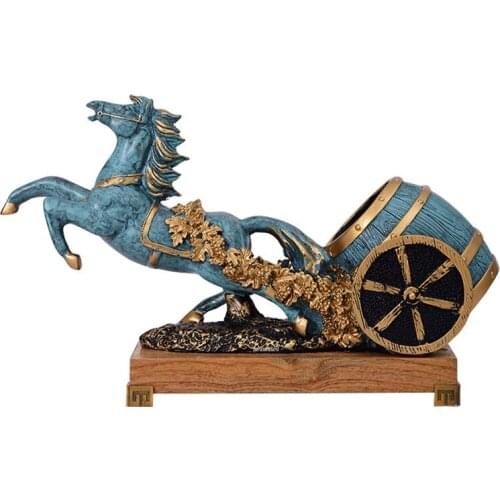 Creative European Carriage Style Wooden Rack Red Wine Bottles Rack Holder Resin Wine Stand Rack Living Room Home Bar