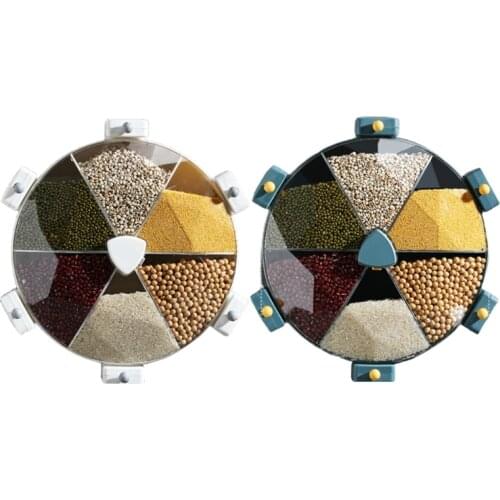8.5L Wall-Mounted Grain Divided Cereal Dispenser Food Organizer Rotating Storage Containers Can Plastic Rice Bucket Box