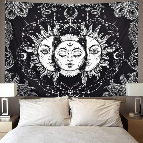 Lannidaa Psychedelic Sun Moon God Tapestry Wall Hanging Backdrop Decor Hippie Tapestry Wall Carpet Thin Bedspread Beach Towel