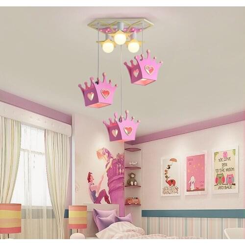 Childrens room chandelier girl princess bedroom lamp childrens playground cute dreamy crown chandelier LB022506