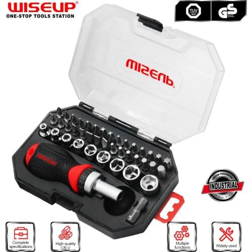 WISEUP 41 in 1 Multi Heads Ratcheting Small Screwdriver and Socket Set Multi-purpose Precision DIY Household Repair Tool Kits