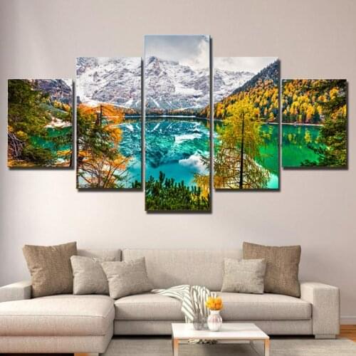 5 Panel DIY Diamond Painting Lake Landscape Full Square Round 3d Diamond Embroidery sale Cross Stitch Mosaic Handmade A2435