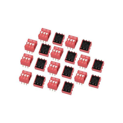 20 Pcs DIP Switch 2 Row 6 Terminals 3 Positions Sliding Switch 2.54mm Pitch