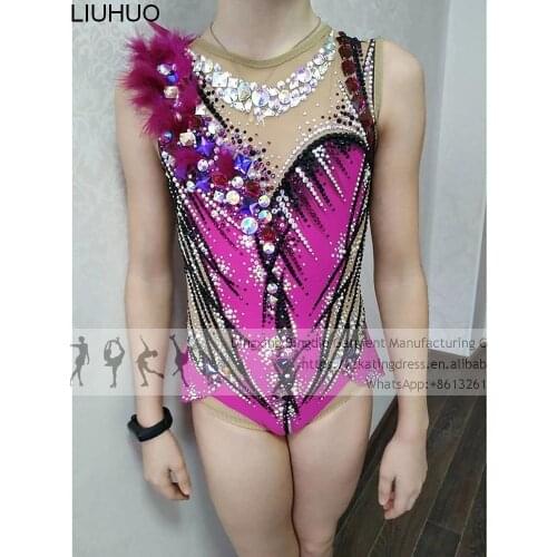 Ice Skating Dress Girls Women Elegant Purple Rhythmic Gymnastics Leotards Competition Performance Dance Adult Dresses