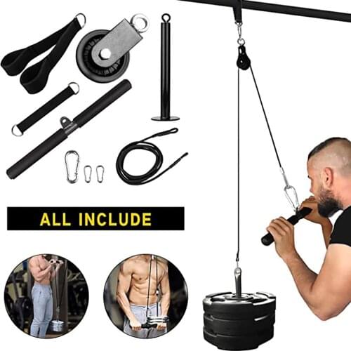 Forearm Wrist Roller Trainer Heavy Duty Pulley System Arm Strength Exercises 9piece Diy Fitness Equipment Set Sports Accessories