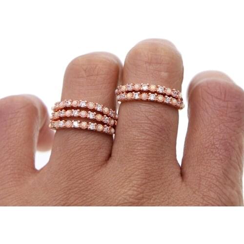 Christmas Dainty Fire Opal Ring Micro Pave Shinny CZ Rhinestones Rose Gold Color Delicate Finger Jewelry Women Gifts Wholesale