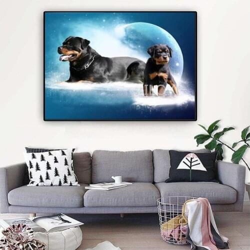 5d Diamond Embroidery Rottweiler Dog 3d Diamond Earth landscape Cross Stitch Mosaic Painting Rhinestones Home Accessories TY262