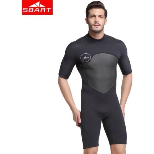 SBART 2MM Short Sleeve Neoprene Wetsuit Men Warm Winter Swimming Scuba Diving Suit Triathlon Wetsuit for Surfing Snorkeling