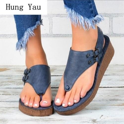 Women Sandals Hemp Slippers Shoes Hollow Out Flip Flop Breathable Flat Summer Fashion Wedges Slides Lady Casual Plus Size 35-43
