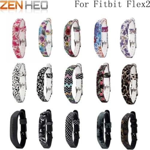Silicone Classic Wrist Band Watch Strap for Fitbit Flex 2 Watchbands Bracelet High Quality Adjustable Floral Prints watch band
