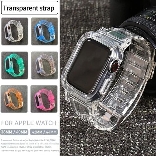 Silicone Sports Strap for Apple Watch Band Series 6 5 4 SE 40mm 44mm Transparent Bracelet for iWatch Bnads 3 38mm 42mm Watchband