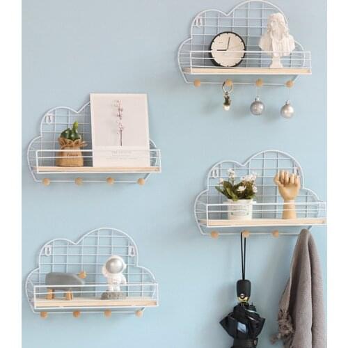 Nordic Cloud Shelf Creative Home Bedroom Decorative Iron Shelf Modern Wall Shelf Child Room Wall Shelf Grid Shelf