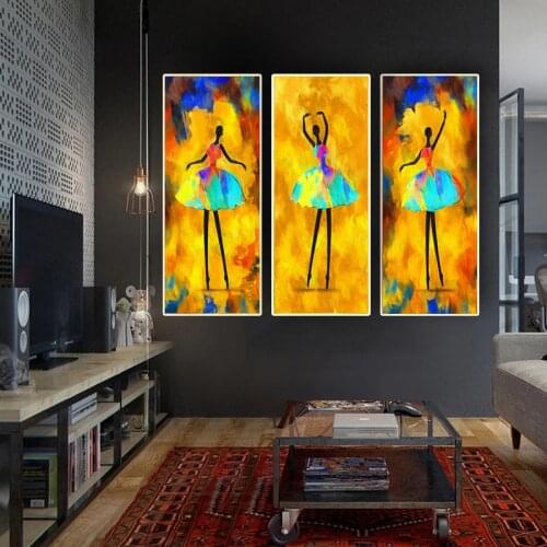 Modern Ballet Girls African Oil Painting Abstract Dance Ballerina Canvas Posters and Prints Wall Art Pictures Living Room Decor