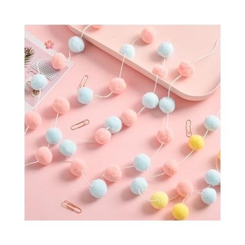 Felt Ball String Ornament Girls Room Decor Hair Ball Hanging Pendant For Nursery Decor Garland Pom Nordic Style Kids Decoration