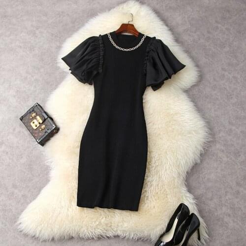 2021 Summer Water Drill Chain Package Hip Party Dress New Superior Quality Spring Elastic Office Work Womens Knitting Dresses