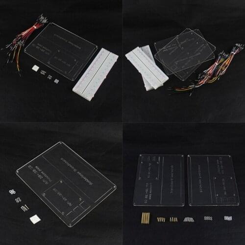 1Set Raspberry Pi 4B/3B+/3B Mounting Plate Prototype Experiment Plate Board +65 Jumper Wire +800 Point Breadboard U90D