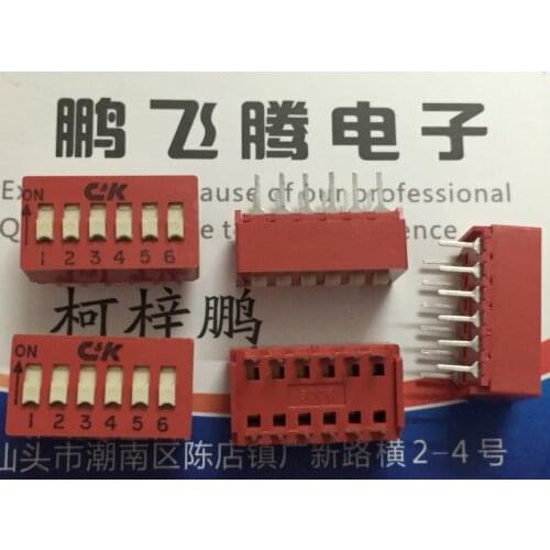1PCS BD06 Imported from the United States C&k BD06 in-line 6-bit dial code switch 2.54mm flat dial 6P dial red