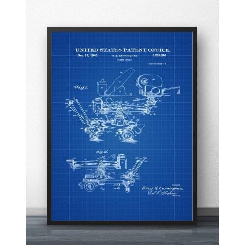1940 Movie Camera Dolly Patent Blueprint Wall Art Paint Wall Decor Canvas Prints Canvas Art Poster Oil Paintings No Frame