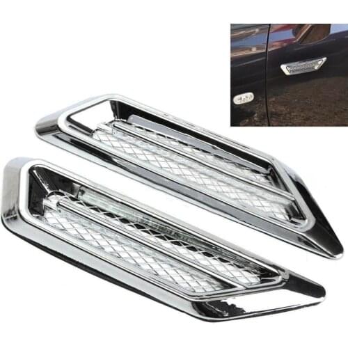 2pcs ABS Plastic Car SUV Air Flow Fender Side Vent Decoration Sticker Accessories Chrome Tone Universal Self-Adhesive Air Flow