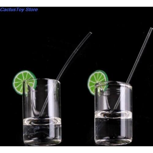 2PCS Resin 1:12 Dollhouse Cups Toy Miniature Mini Lemon Water Cup Mini Decoration Gifts