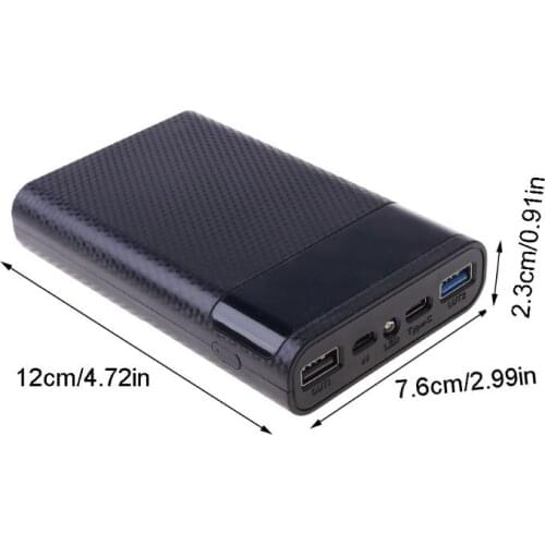 2021 New QC3.0 Dual USB Type-C PD 4x 18650 Battery DIY Power Bank Box Case LED Light Fast Charger for Cell Phone Tablet