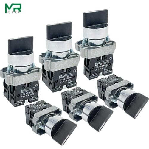 22mm XB2-BD21 BD23 BD25 BD33 BD45 BD53 1NO/2NO/1NO1NC 2/3 position Self locking / self resetting selector Knob switch